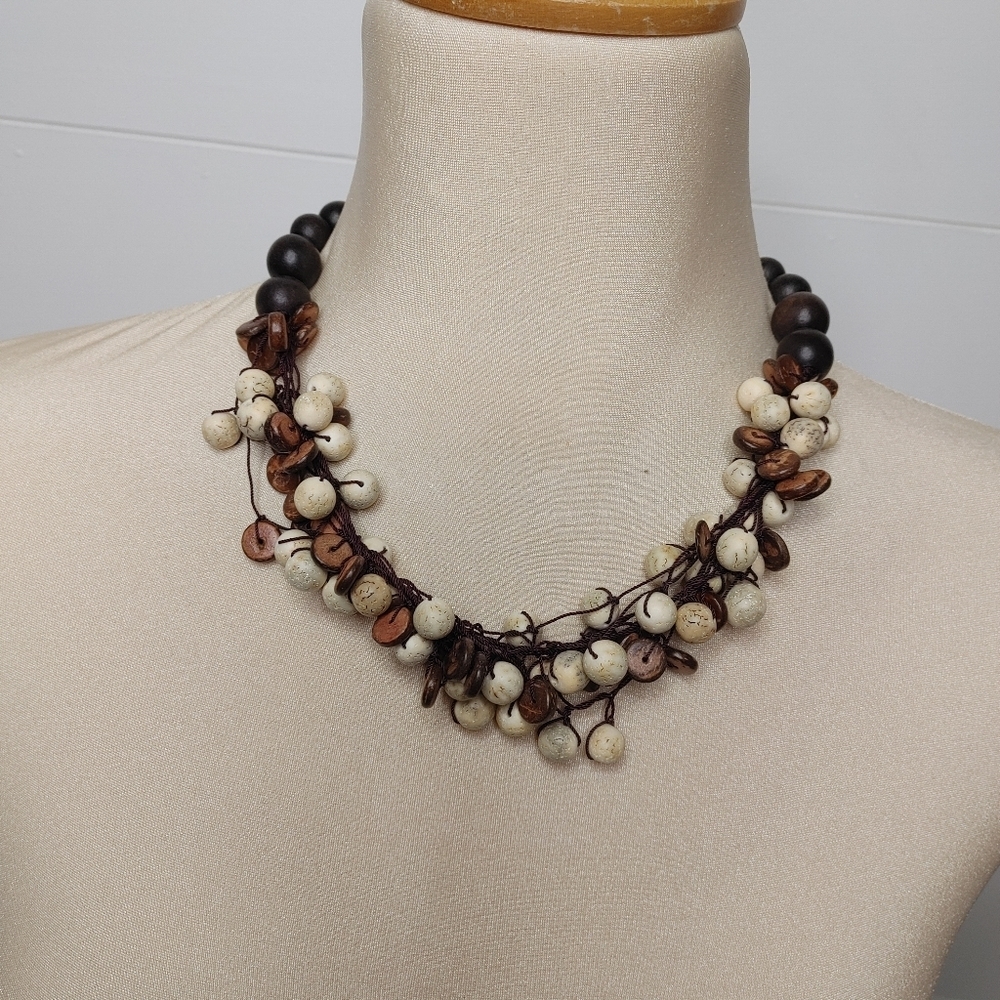 The Earth Collection wooden beaded necklace